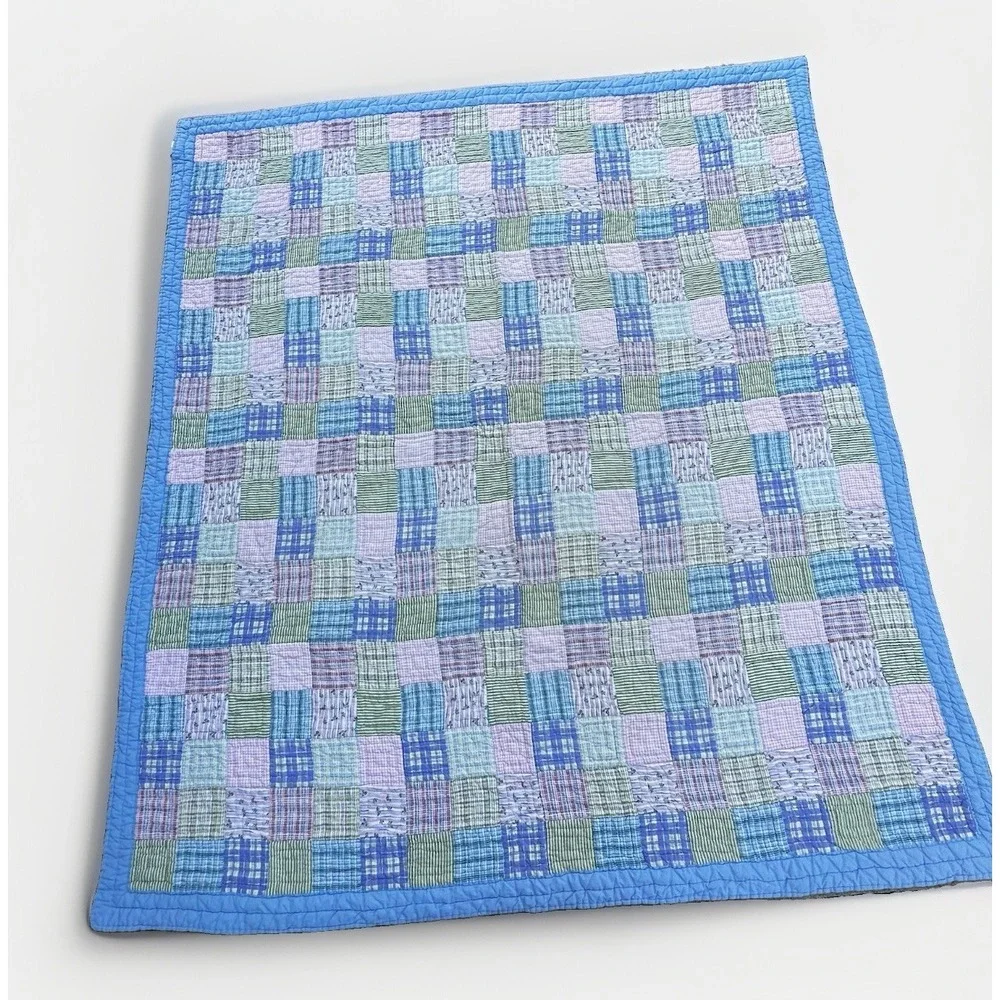 Cozy Line Plaid Patchwork Quilt Set FULL - Cotton Country Cottage Grannycore EUC